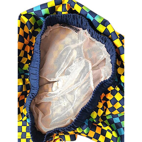 Barracuda Bay Swim Trunks Men Sz XL Colorful Art Deco Checkered Psychedelic Surf - Picture 6 of 13